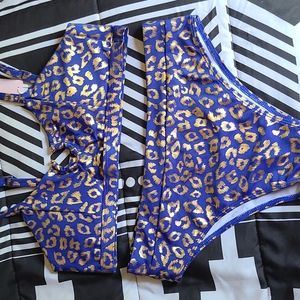 Blue and gold cheetah bikini